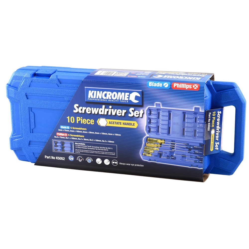 KINCROME Screwdriver Set Acetate Handle 10 Piece K5052