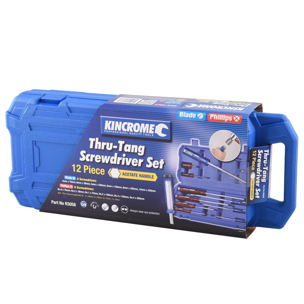 KINCROME SCREWDRIVER SET THRU TANG 12 Piece K5058