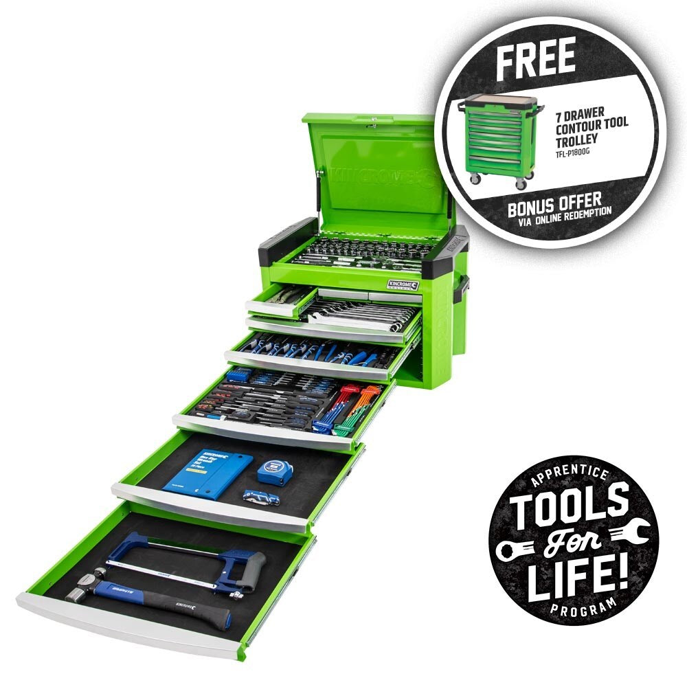 KINCROME CONTOUR Tool Chest 246 Piece 8 Drawer 1/4, 3/8 & 1/2" Drive P1800G