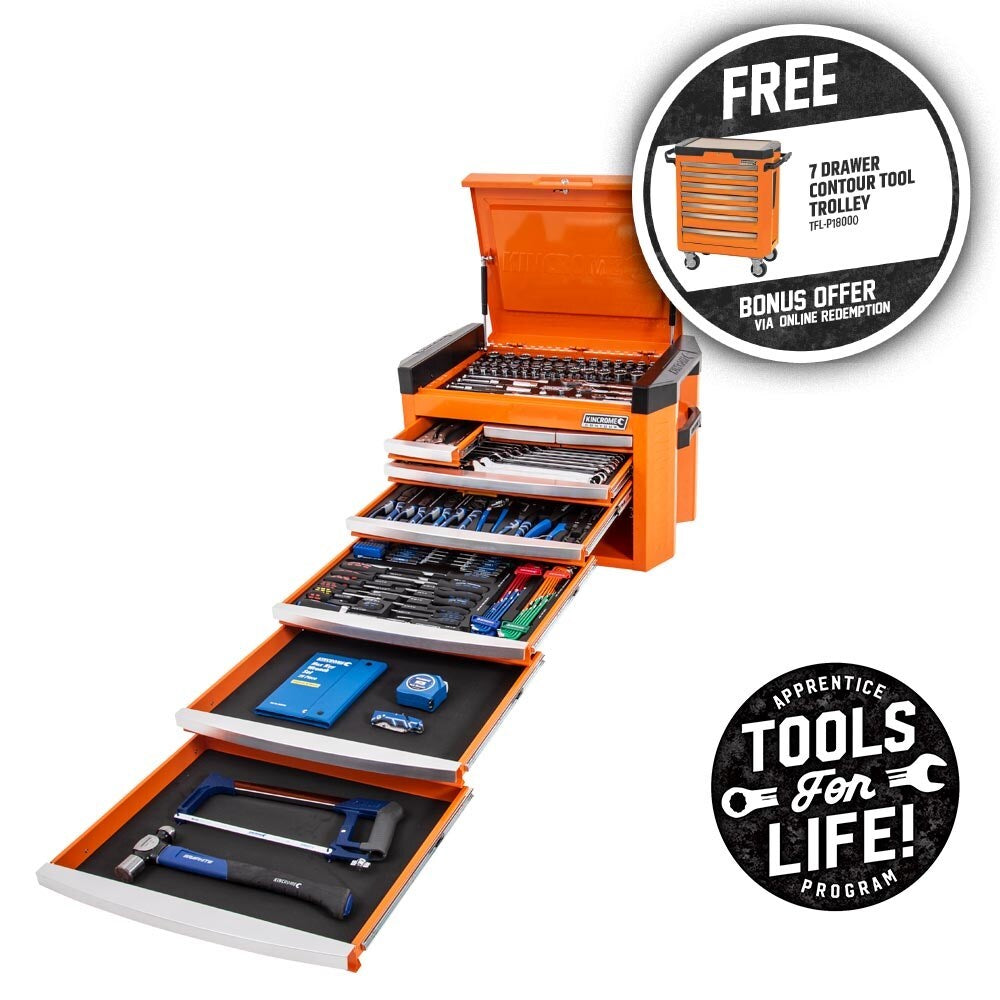 KINCROME CONTOUR Tool Chest 246 Piece 8 Drawer 1/4, 3/8 & 1/2" Drive P1800O