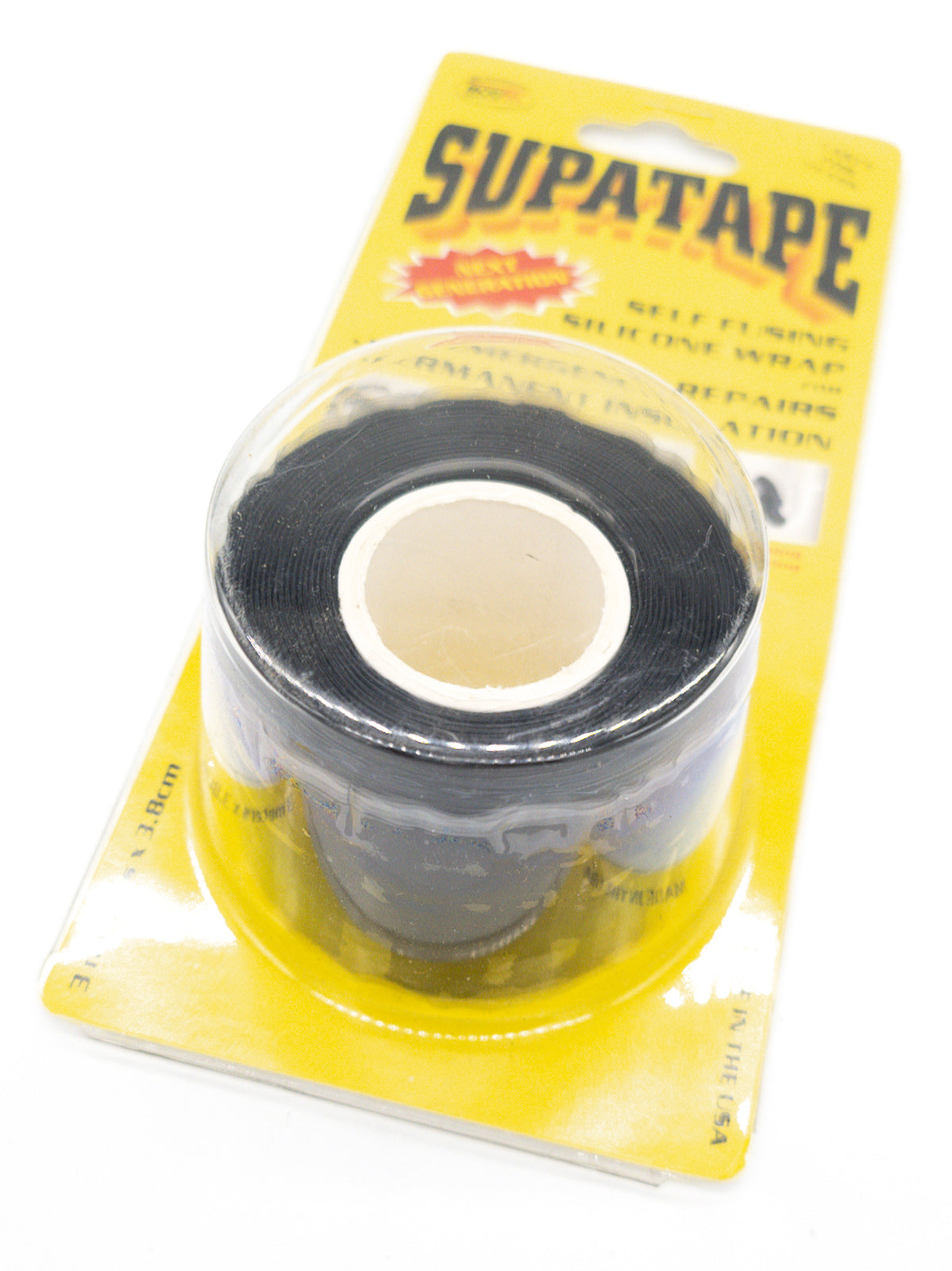 Supatape Black forms a Non-Conductive, Air & Water Tight Insulating Seal. 3.8cm x 3m
