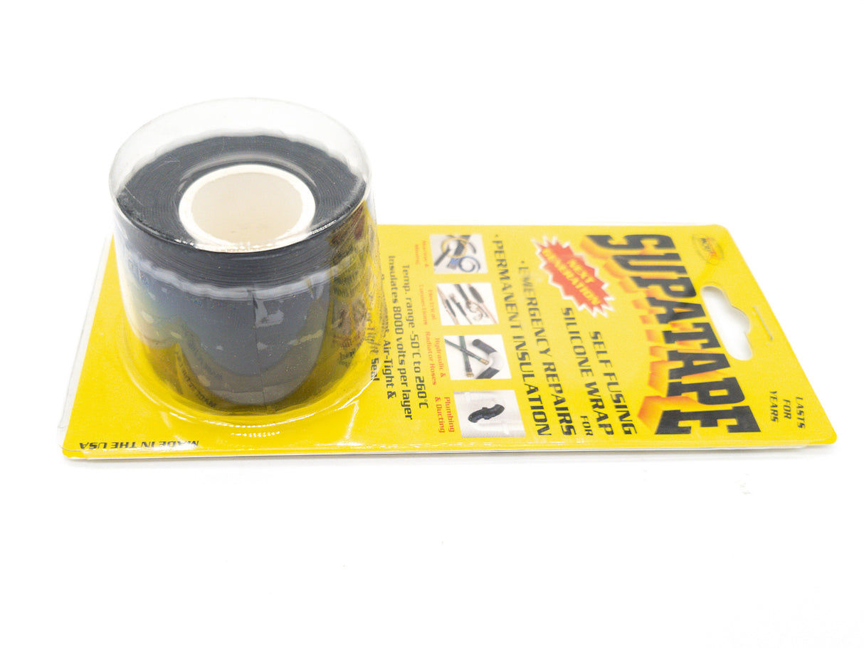 Supatape Black forms a Non-Conductive, Air & Water Tight Insulating Seal. 3.8cm x 3m