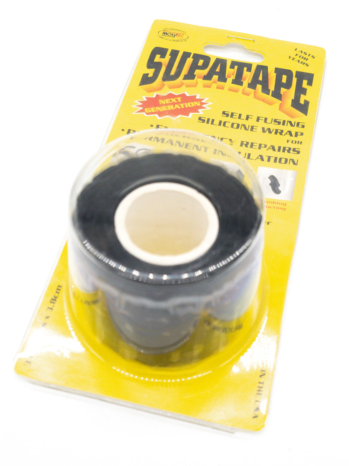 Supatape Black forms a Non-Conductive, Air & Water Tight Insulating Seal. 3.8cm x 3m
