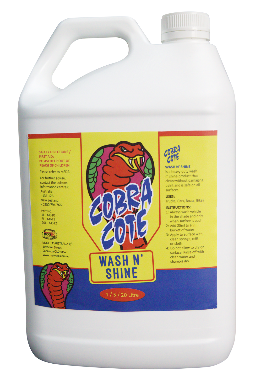 Cobra Cote Wash n' Shine 20 Ltr Car Wash for all automotive Purposes