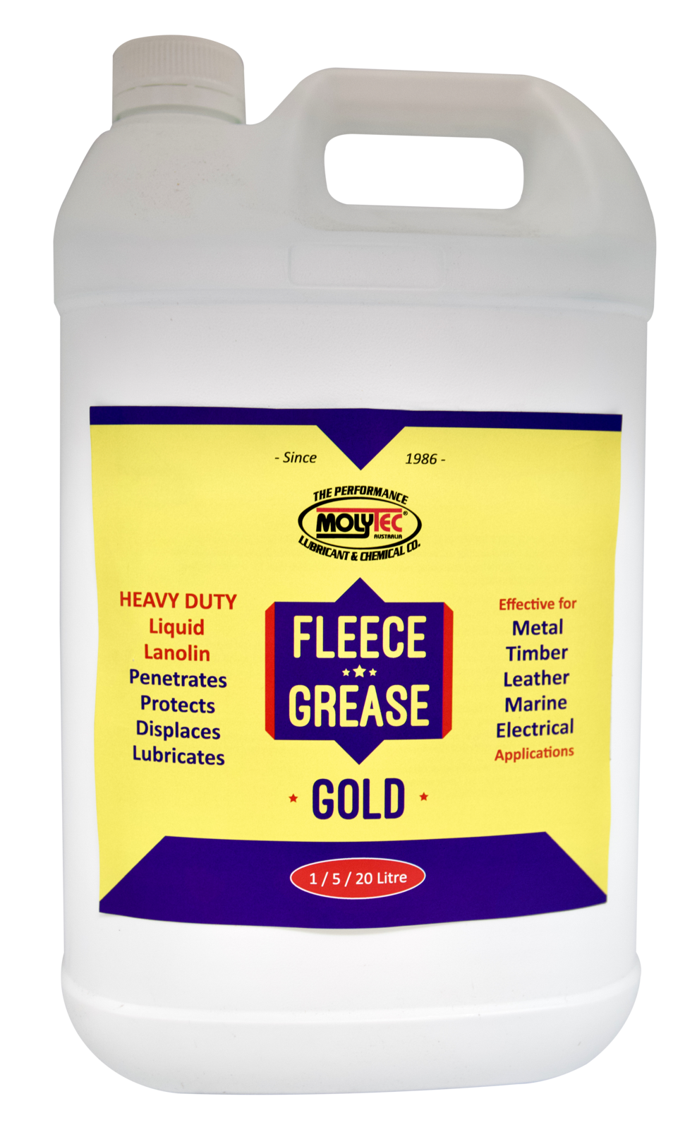 Molytec Fleece Grease Gold Extra Strength Lubricant for Heavy Duty Applications 20L