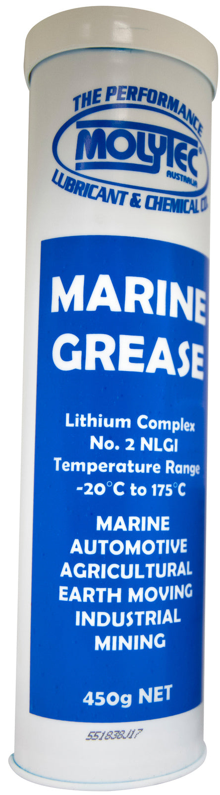 Molytec Marine Grease #2 NLGI Lithium Complex Grease, Superior Water Resistance 450g Cartridge