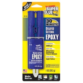 Original Superglue Delayed Setting Epoxy Convenient - Permanently Bonds - Extra Strong - 30 Min Set 1oz Card