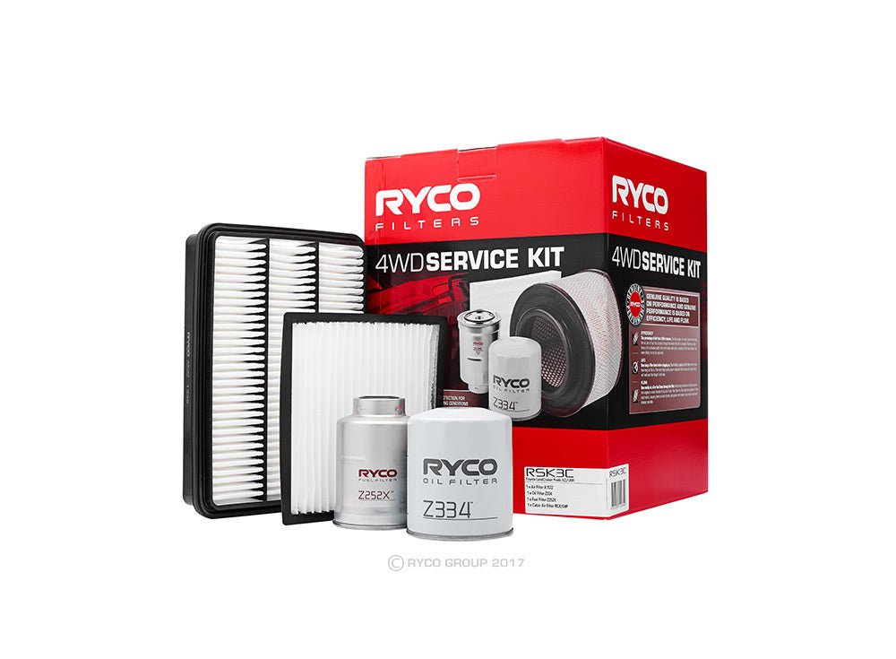 Oil Air Fuel Filter Service Kit Ryco RSK3C for Toyota Landcruiser Prado, KZJ120, 3.0 D-4D (KZJ12) 09/02-02/07