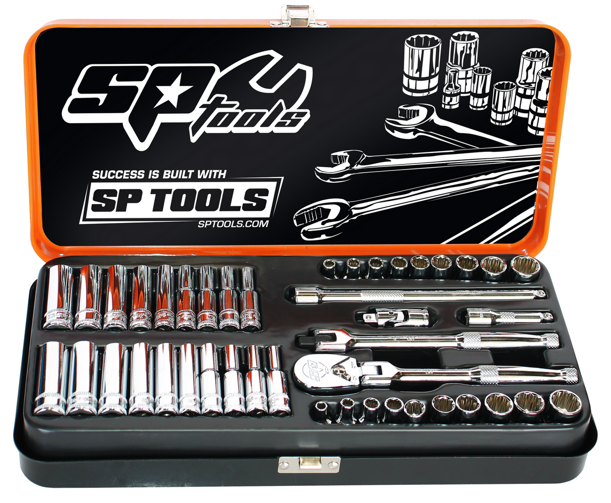 SP Tools Socket Set 1/4 Drive 12 and 6 Point 43 Piece Metric/SAE SP20101