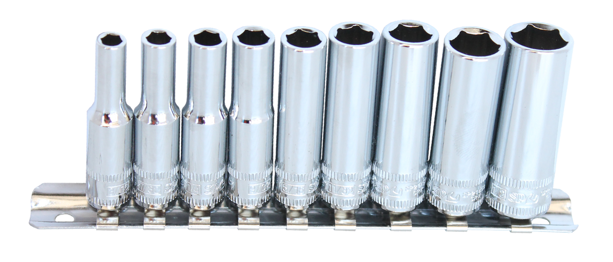 SP Tools Socket Rail 1/4 Drive 6 Point Deep 9 PieceAE SP20141