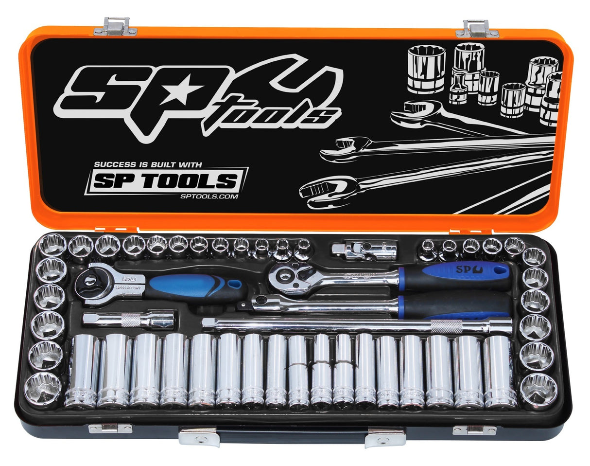 SP Tools Socket Set 3/8" Drive 12 Point and 6 Point 51Piece Metric/SAE SP20201