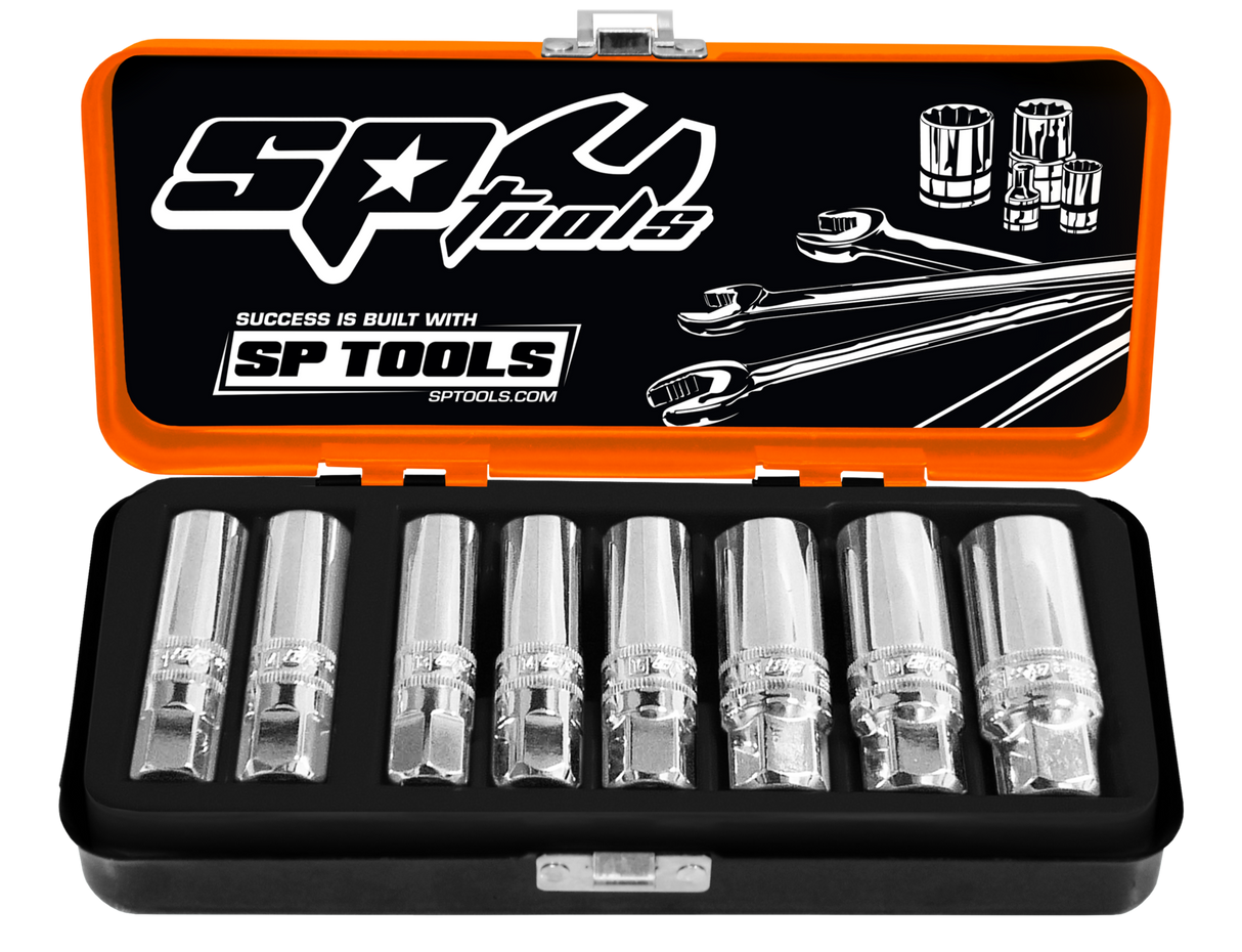 SP Tools 8 Piece 3/8 Square Drive Magnetic Spark Plug Socket Set SP20290