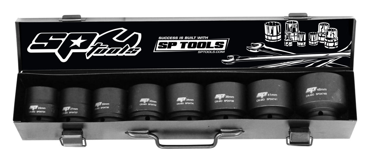 SP Tools Socket Set Impact 3/4 Drive 6 Point 8 Piece Metric SP20410