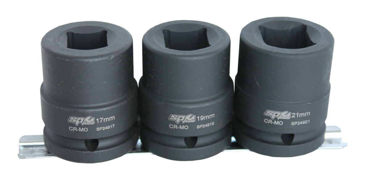 SP Tools Socket Rail Impact 3/4 Drive Double Square 3 Piece Metric SP20470