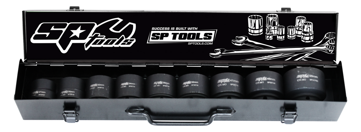 SP Tools Socket Set Impact 1 Dive 6 Point 9 Piece Metric SP20510