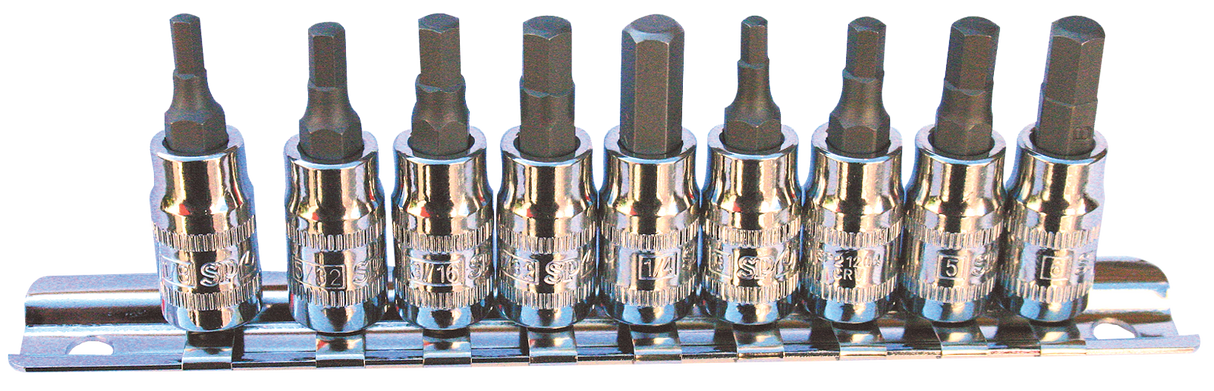 SP Tools Socket rail 1/4 Drive InHex Metric/SAE 9 PieceSP20540