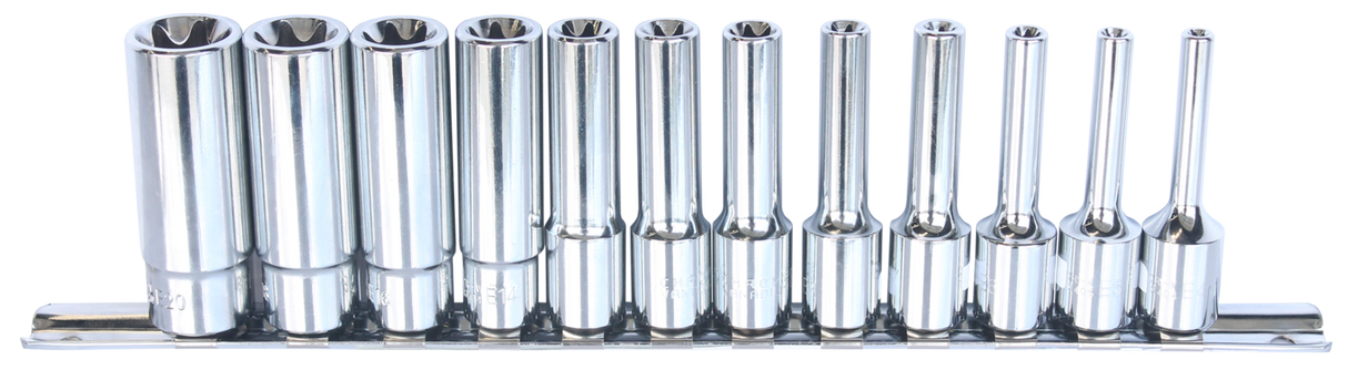 SP Tools 12 Piece 3/8" Drive Deep e Torx Socket rail SP20551