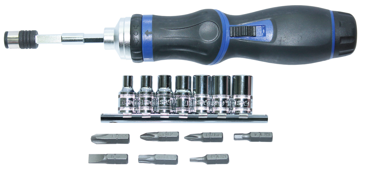 SP Tools Bit Set 16 Piece Inc Rotatable Ratchet Driver SP39635