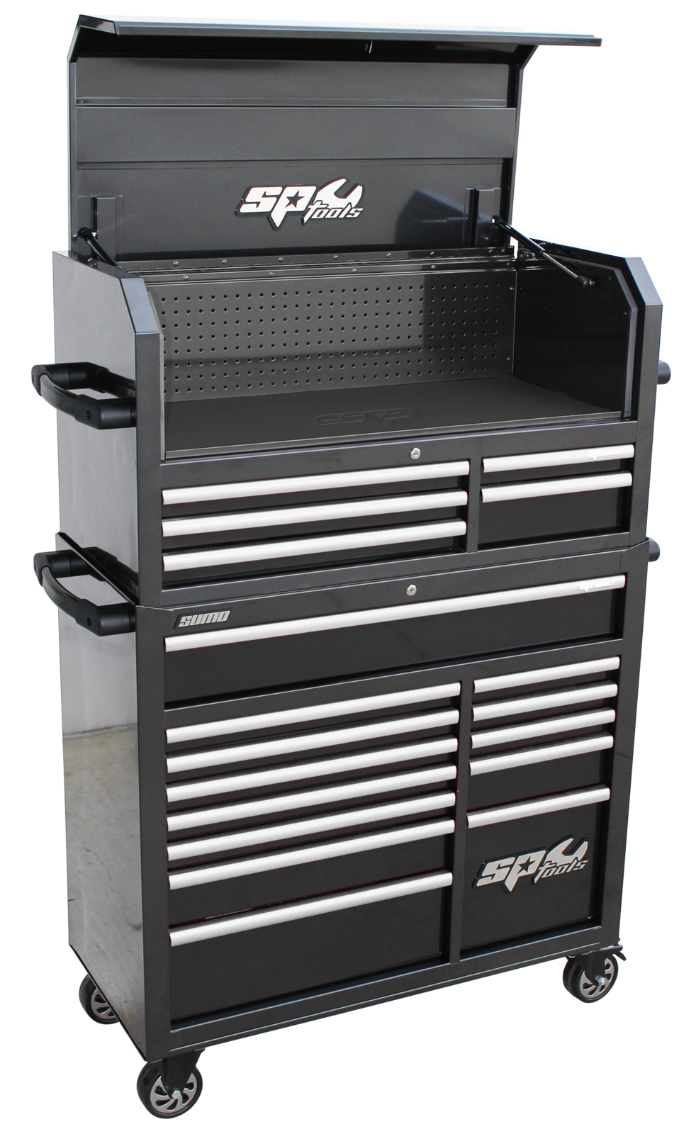Sumo Series Power Hutch Tool Box 18 Drawer (BLACK/CHROME) SP40698