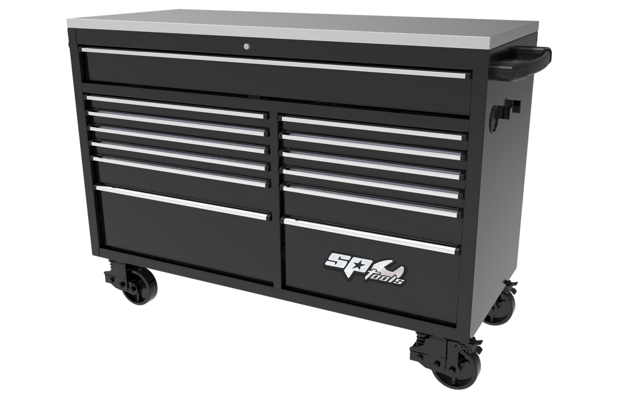 SP Tools Wide Roller Tool Cabinet USA Sumo Series SP44725 Black/ Chrome 13 Drawer