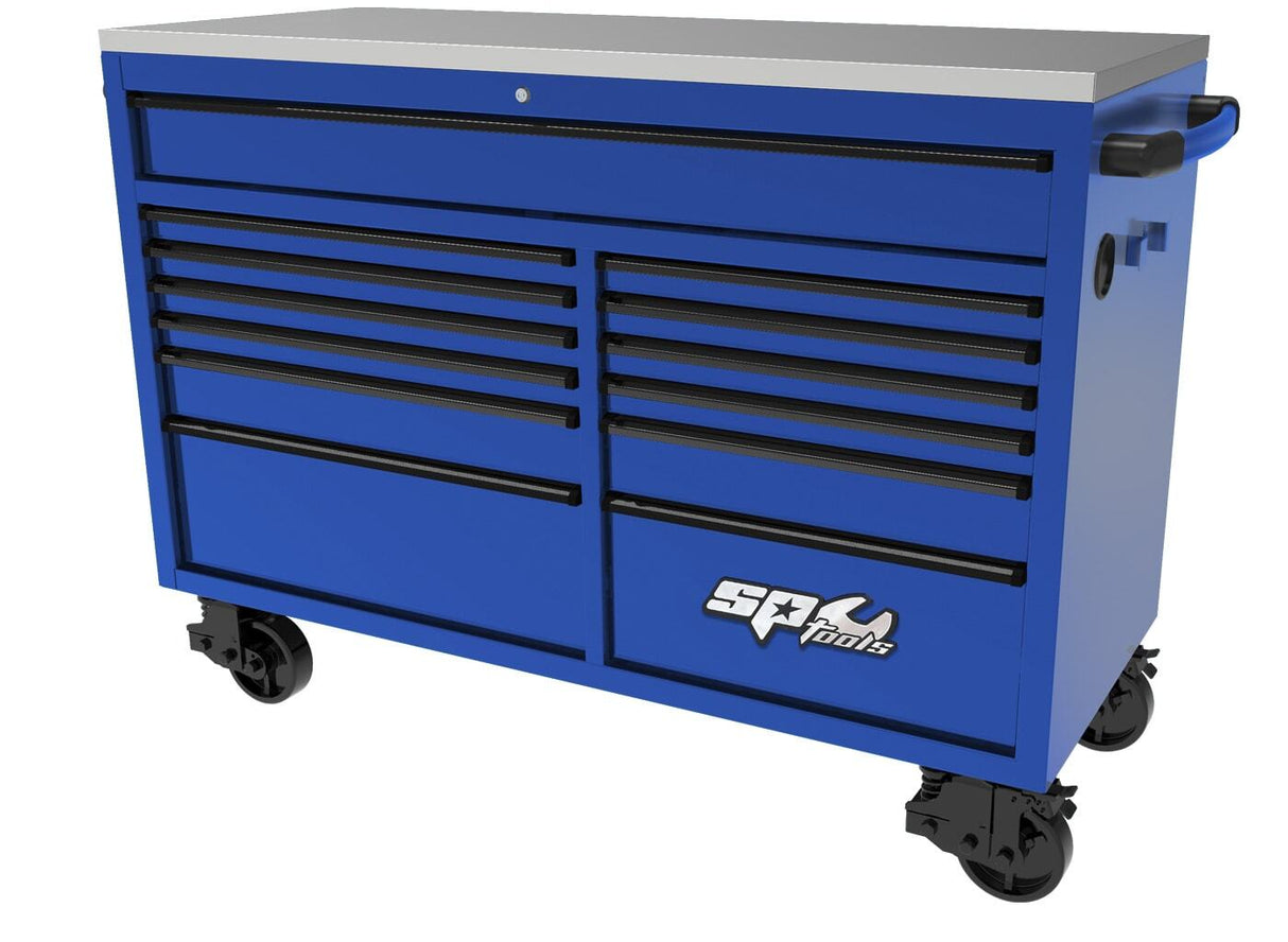 SP Tools Wide Roller Tool Cabinet USA Sumo Series SP44725BL Blue/Black 13 Drawer