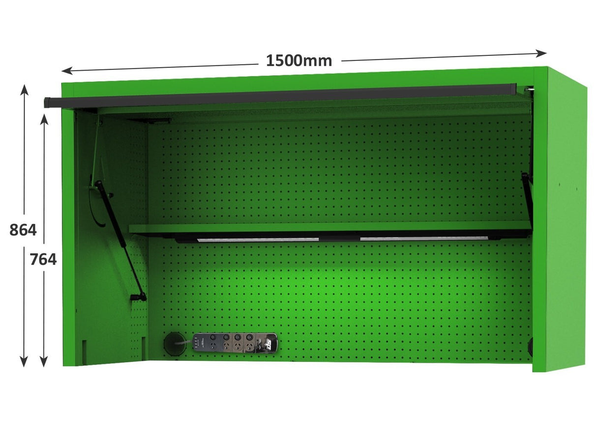 SP Tools USA Sumo Series 59" Top Hutch for Tool Cabinet SP44730G Green / Black