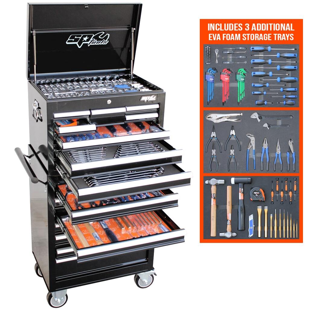 SP Tools ToolKit 377 Piece Metric/SAE - Black 15 Drawer Custom SP50110X including Bonus Tools