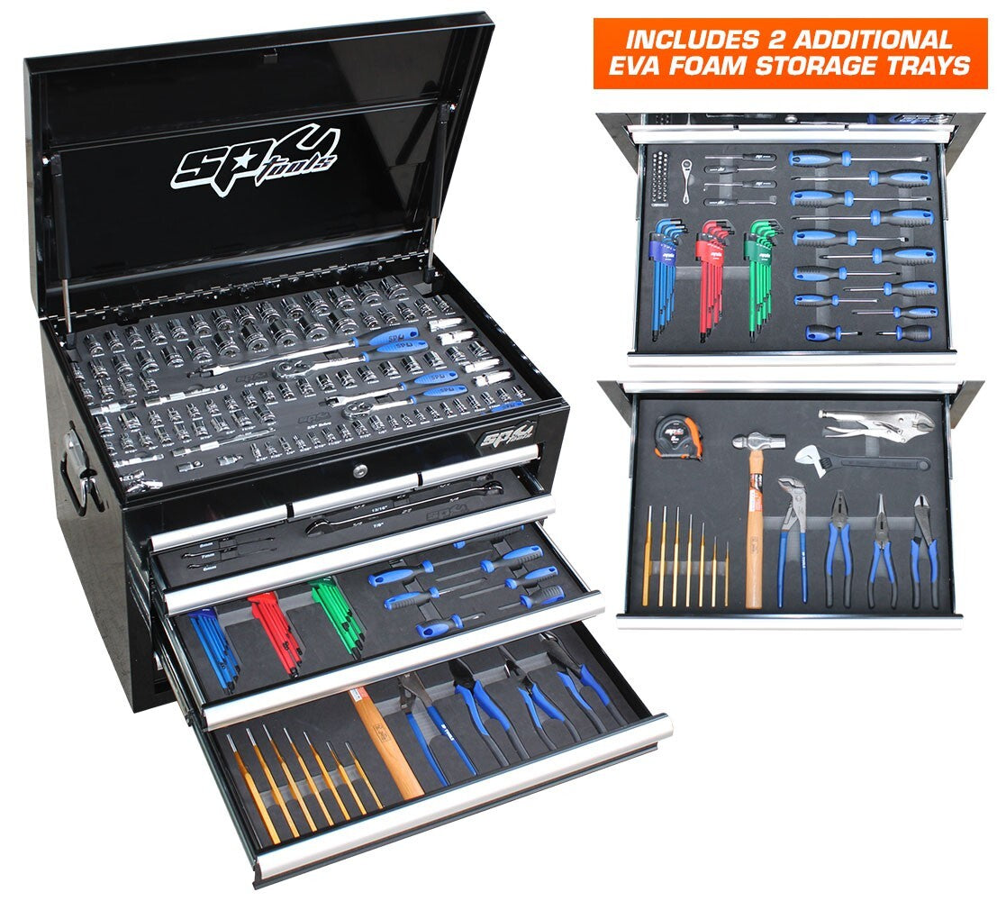 SP Tools Custom Series Tool Kit - 218PC - Metric/SAE - BONUS EVA STORAGE TRAYS SP50121X