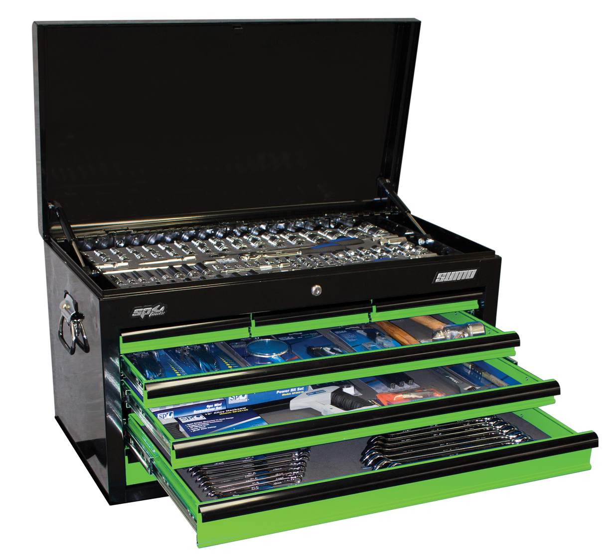 SP Tools Sumo Custom Series Tool Kit - 406PC - Metric/SAE - BLACK/GREEN SP50172