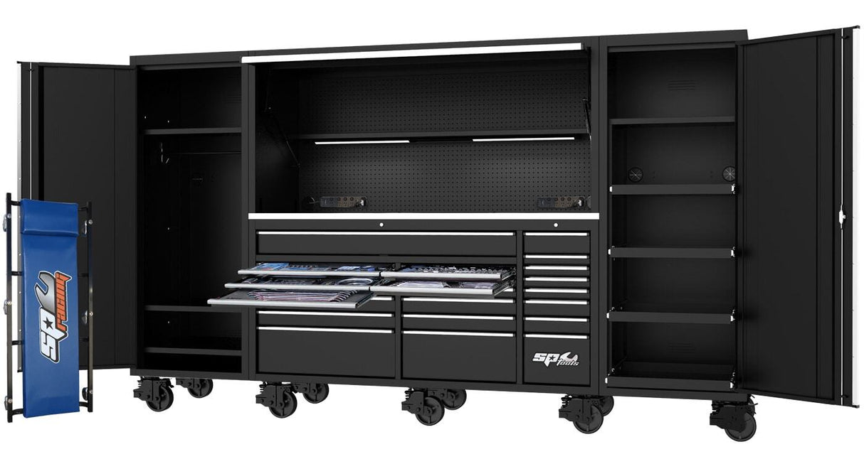 USA SUMO SERIES WORKSTATION TOOL KIT - 128" - METRIC/SAE - 708PC - BLACK/CHROME HANDLES