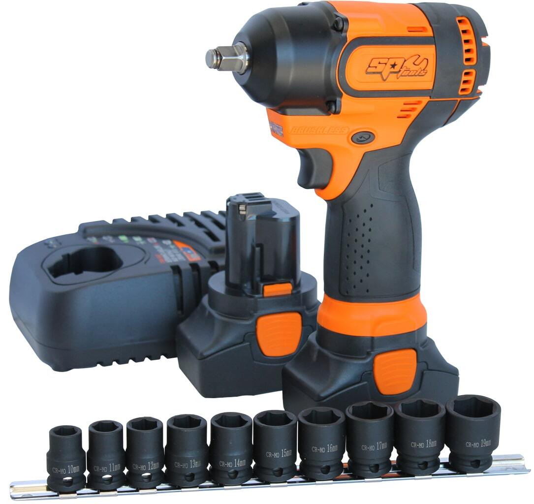 SP Tools 16V 3/8"DR Brushless Mini Impact Wrench Kit with 2 x Batteries SP81120