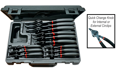 Quick Change Int/Ext Circlip Plier 12 Piece Set T&E Tools TE-127