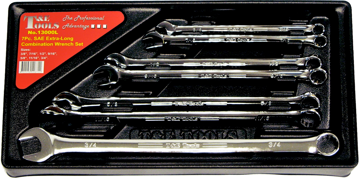 SAE Long Combination Wrench Set T&E Tools 13000L