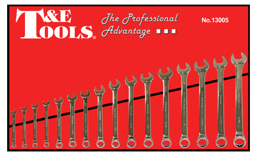 16 Piece SAE Combination Wrench Set T&E Tools 13005