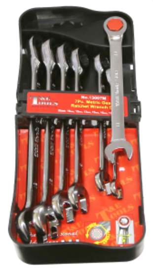 Metric Gear Ratchet Wrench 7Pc Set 10-19mm T&E Tools 13007M