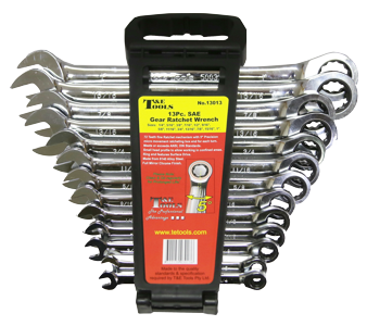 SAE Gear Ratchet Wrench Combination Set 13Pc. 1/4" - 1" T&E Tools 13013