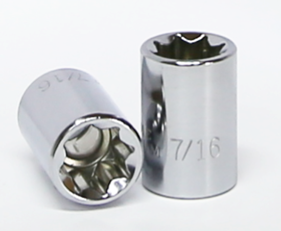 7/16" x 3/8" Drive Standard SAE Socket (8 Point) T&E Tools 13114