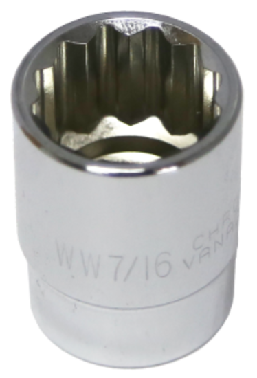 7/16" x 1/2" Drive 12 Point Standard Socket T&E Tools 14014W