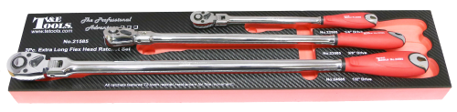 Flex-Head Extra Long Ratchet 3Pc Set T&E Tools 21585 1/4" 3/8" 1/2" Drive
