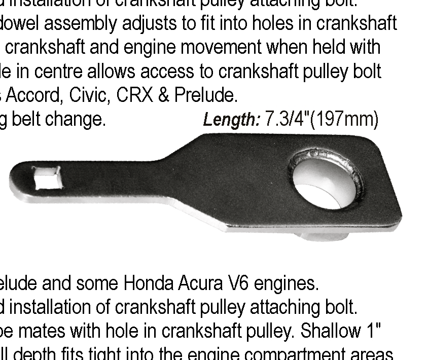Crankshaft Pulley Holding Tool T&E Tools 4635