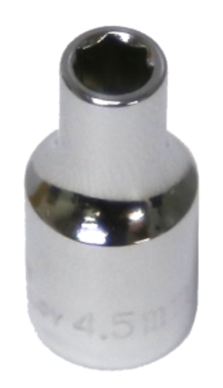 4.5 mm x 1/4"Dr. 6Pt Standard Socket T&E Tools 52245