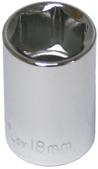 18mm x 1/2" Drive Standard Socket (6 Point) T&E Tools 54218