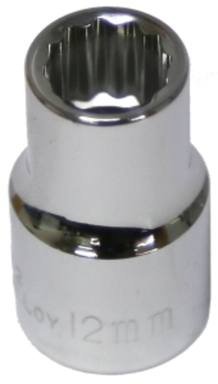 12mm x 1/2" Drive Standard Socket (12 Point) T&E Tools 54312