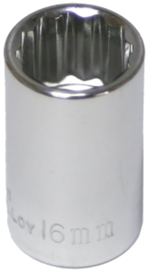 16mm x 1/2" Drive Standard Socket (12 Point) T&E Tools 54316