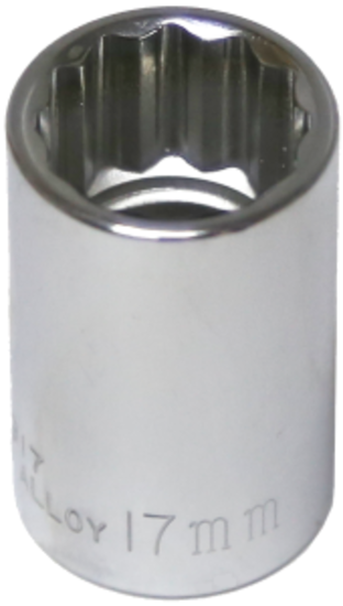 17mm x 1/2" Drive Standard Socket (12 Point) T&E Tools 54317