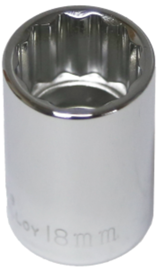 18mm x 1/2" Drive Standard Socket (12 Point) T&E Tools 54318