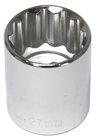27mm x 1/2" Drive Standard Socket (12 Point) T&E Tools 54327