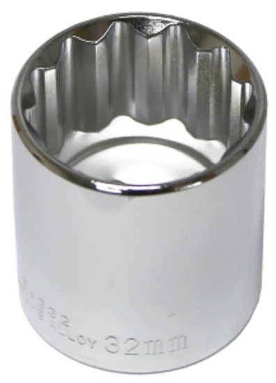32mm x 1/2" Drive Standard Socket (12 Point) T&E Tools 54332