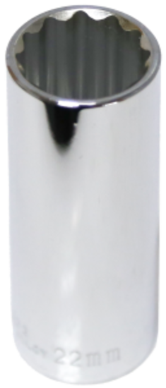 22mm x 1/2" Drive Deep Socket (12 Point) T&E Tools 54522
