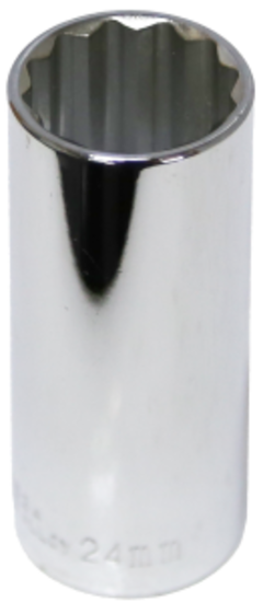 24mm x 1/2" Drive Deep Socket (12 Point) T&E Tools 54524